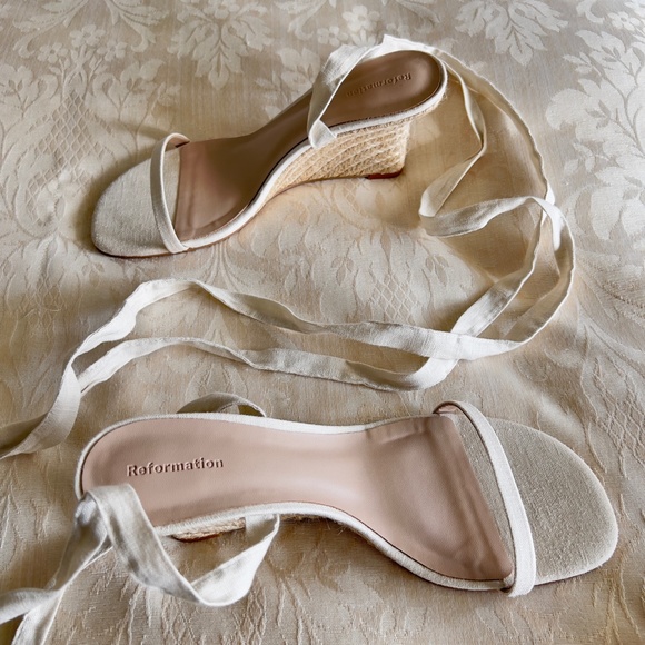 Reformation Alessa Linen Espedrille Wedges | NWOT - Picture 10 of 12
